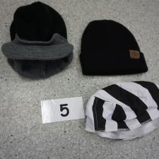 #5 Toques - Black WMCaps, Black with grey hard brim, black and white costume cap